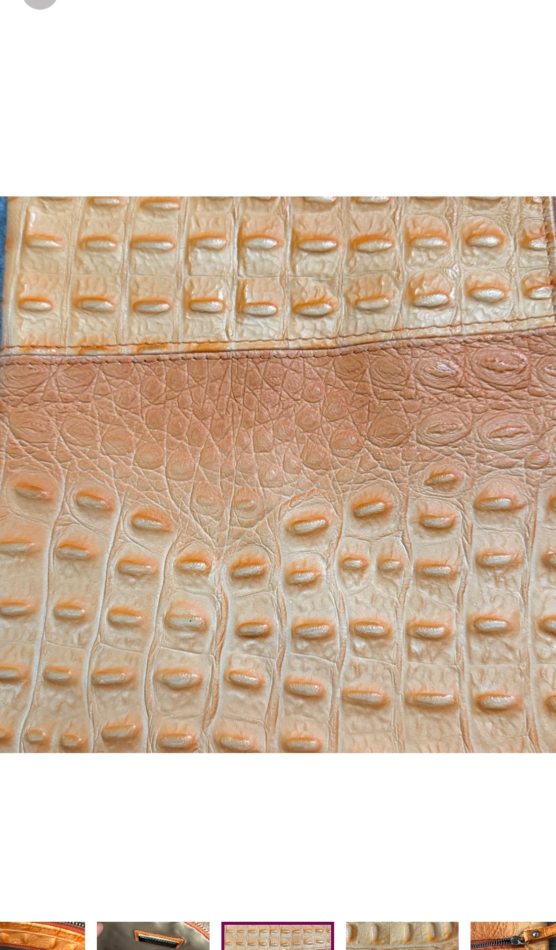 Valentina Tangerine Orange Croc Embossed Leather Zip Clutch. Brand New! 8