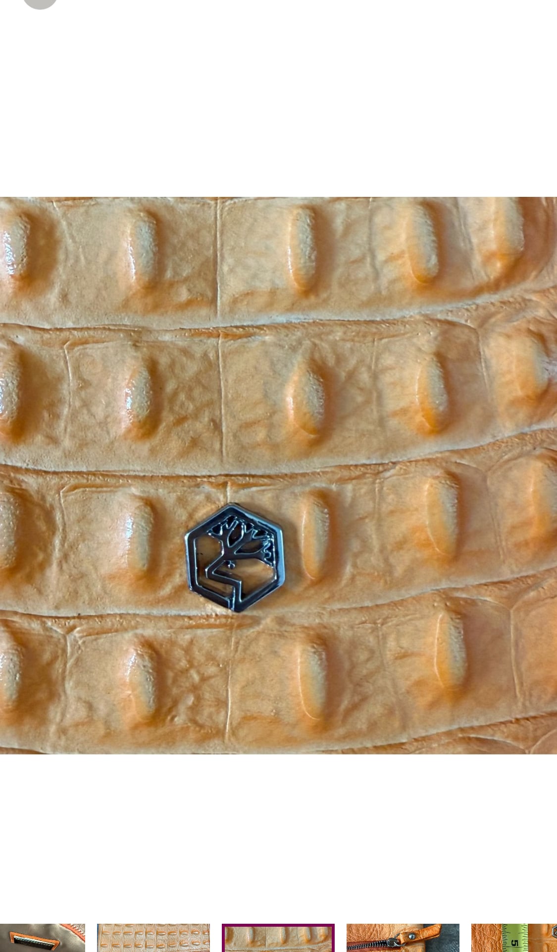 Valentina Tangerine Orange Croc Embossed Leather Zip Clutch. Brand New! 9