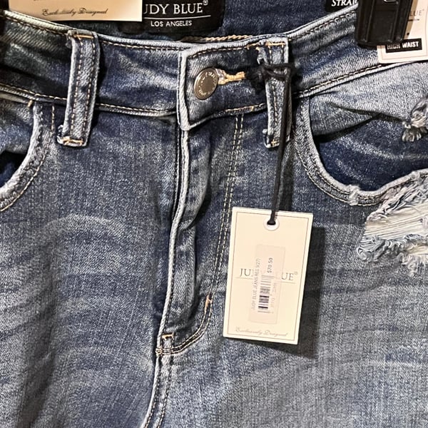 New With Tag Judy Blue Distressed hHigh Waisted Denim Jeans Size 5