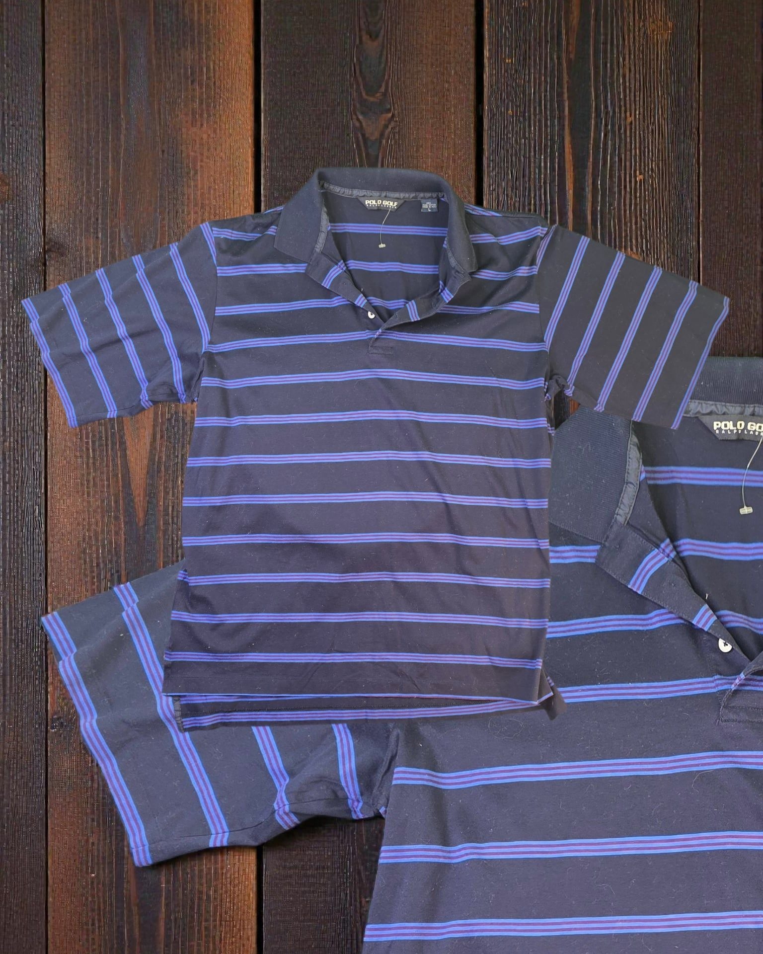 Polo Golf Ralph Lauren Striped Polo Shirt - Navy Blue & Purple - Large 2