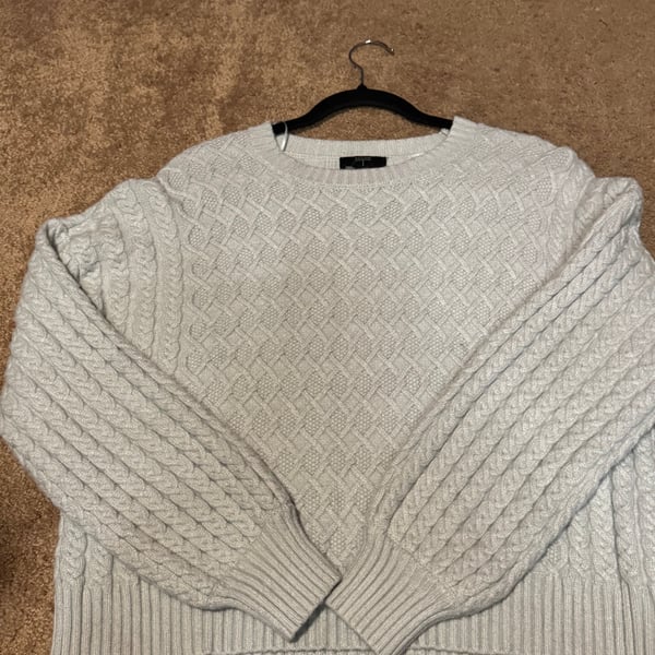 Tahari Textured Cable Knit Sweater Pale Sand Size S