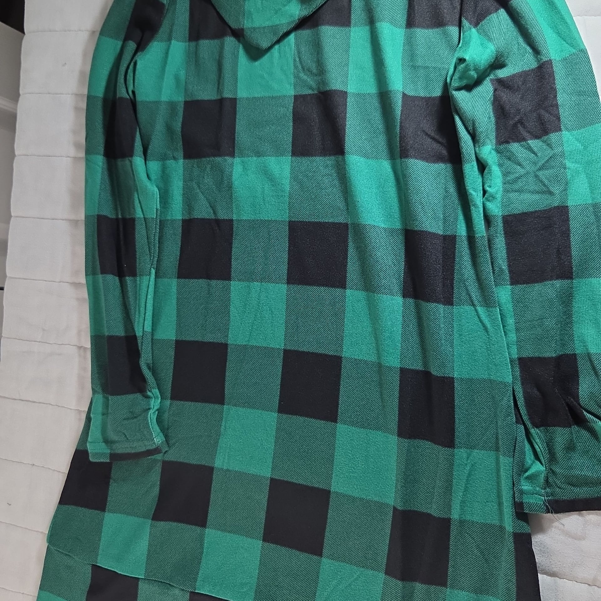 Styleword Women's Green and Black Buffalo Plaid Long Sleeve Cowl Neck Tunic Top 6