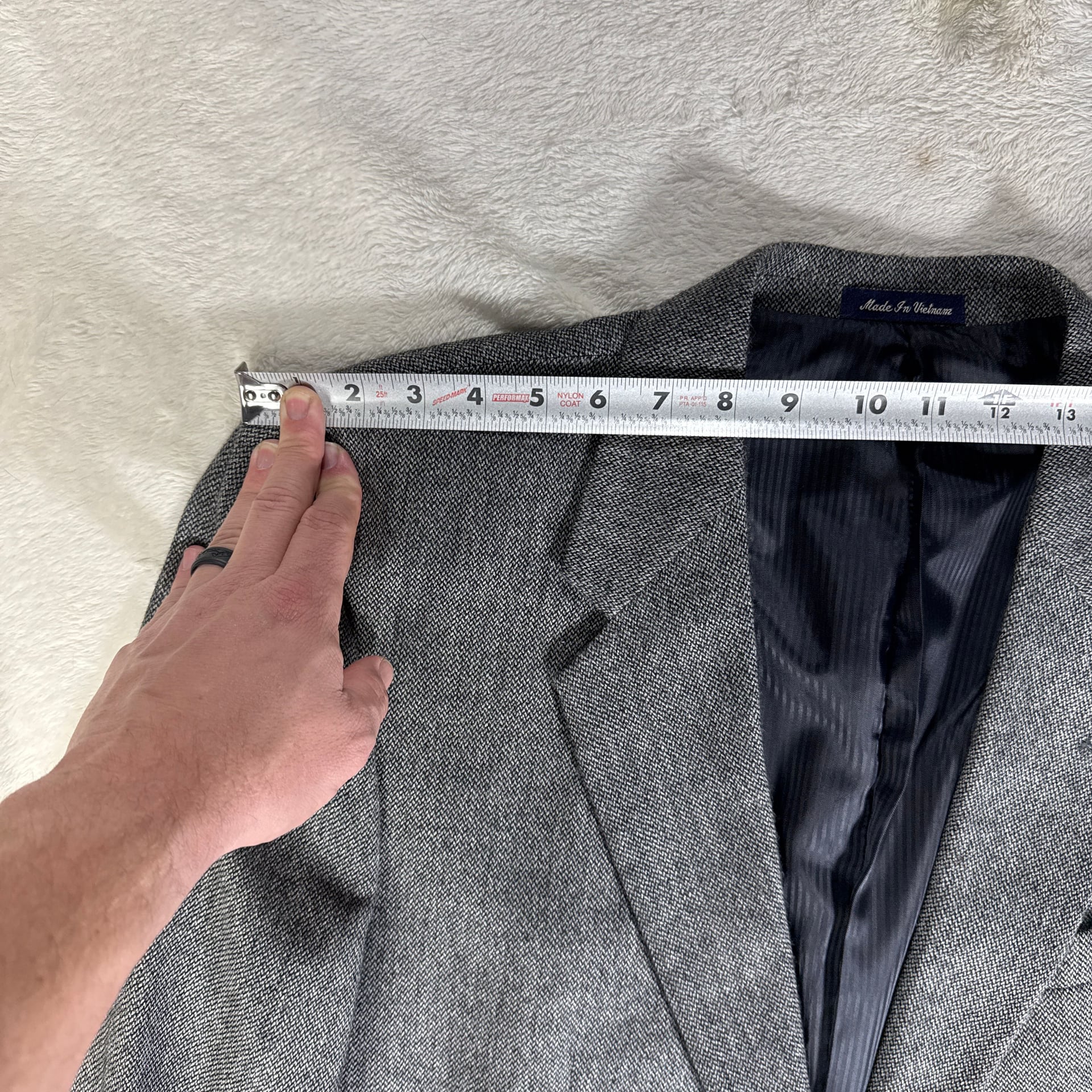 Alan Flusser Men's Gray Herringbone Lambswool Cashmere Sport Coat Blazer 7