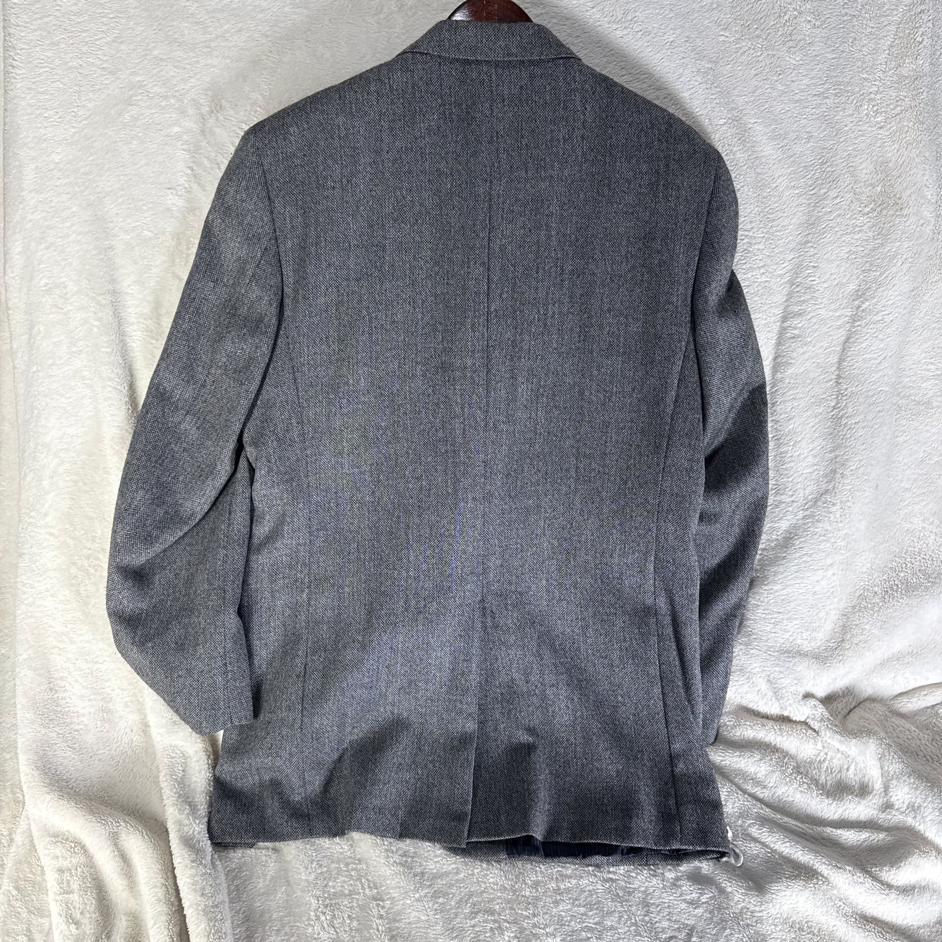 Alan Flusser Men's Gray Herringbone Lambswool Cashmere Sport Coat Blazer 9