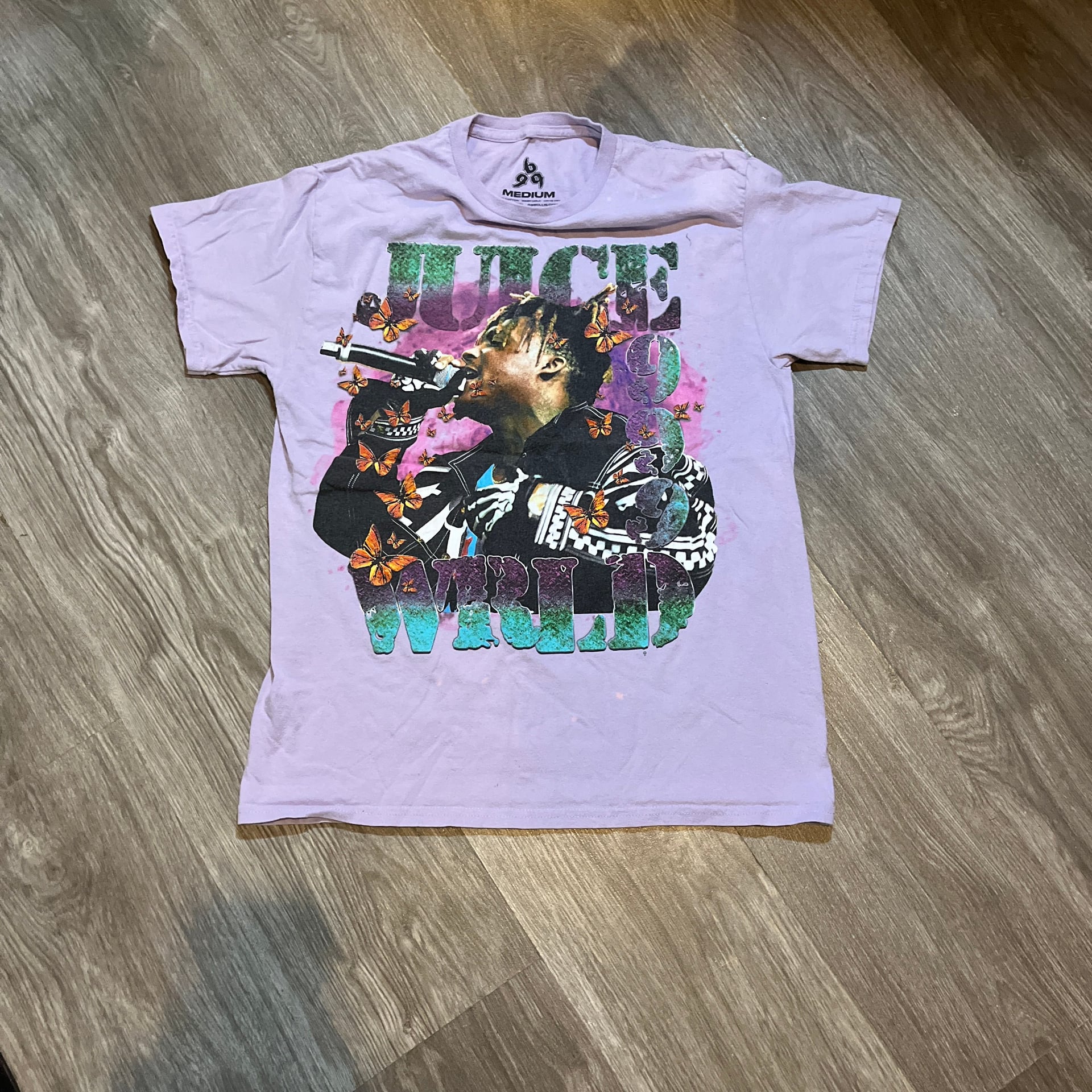 Juice WRLD 999 Club Butterfly Graphic Rap Tee Purple Medium 1
