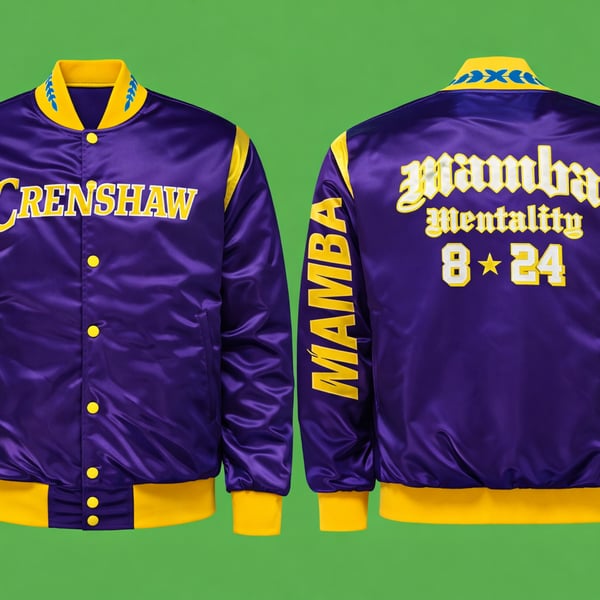 Headgear Classics Kobe Bryant Mamba Mentality Crenshaw Los Angeles Lakers Satin Varsity Jacket