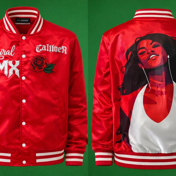 Head Gear Classics Aaliyah DMX Red Satin Varsity Bomber Jacket