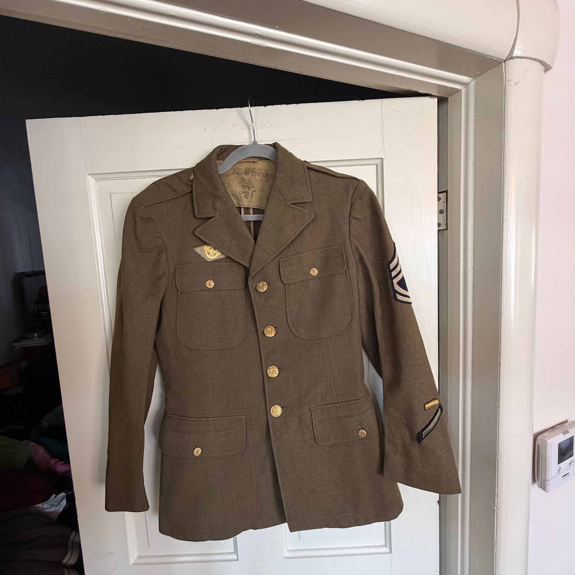 Rare Vintage U.S. Army Military Button Front Blazer Jacket Coat 60s 70s SZ 38LX 1