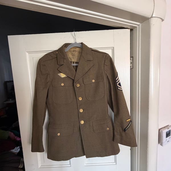 Rare Vintage U.S. Army Military Button Front Blazer Jacket Coat 60s 70s SZ 38LX