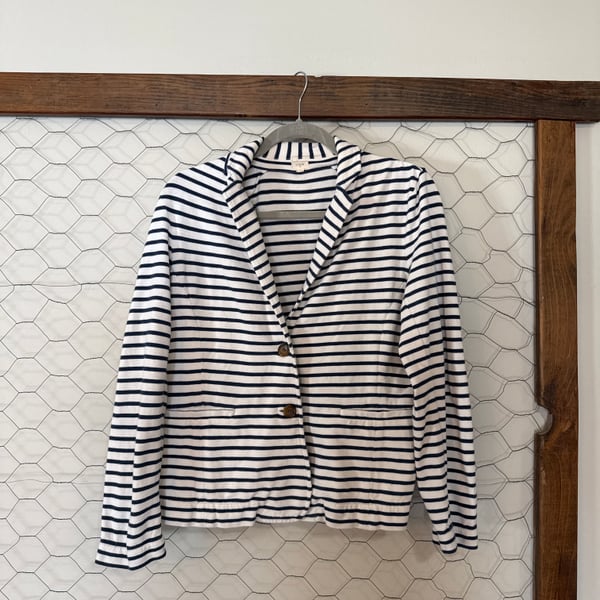 J.Crew Maritime Striped Knit Blazer Jacket Navy White Size M