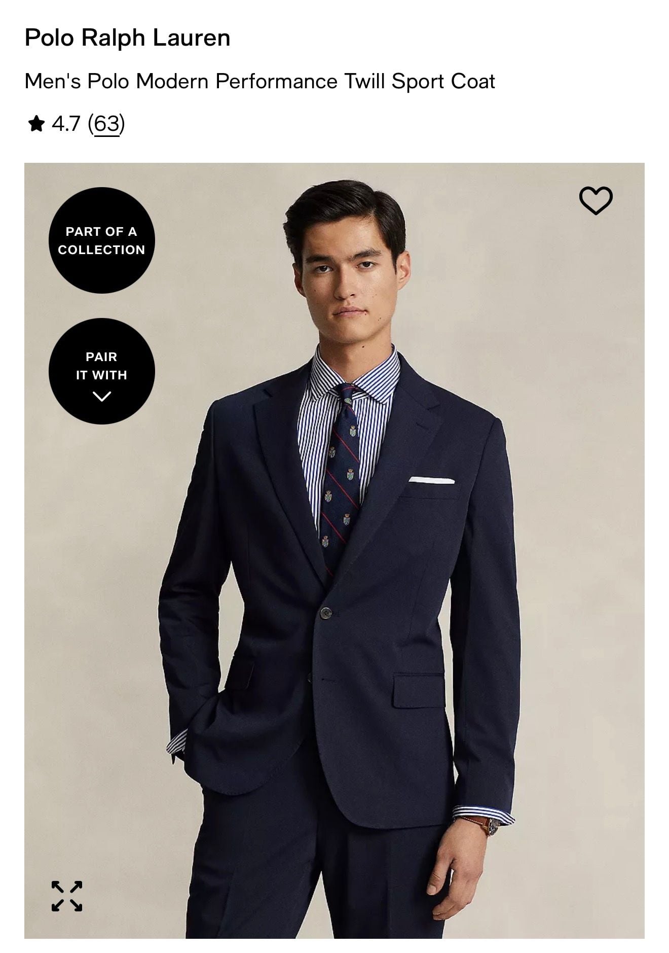 NWT Polo Ralph Lauren Men's Modern Performance Twill Sport Coat Navy Blue 42R 1