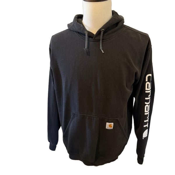 Carhartt Men's Midweight Logo Sleeve Hoodie - Black - Size M