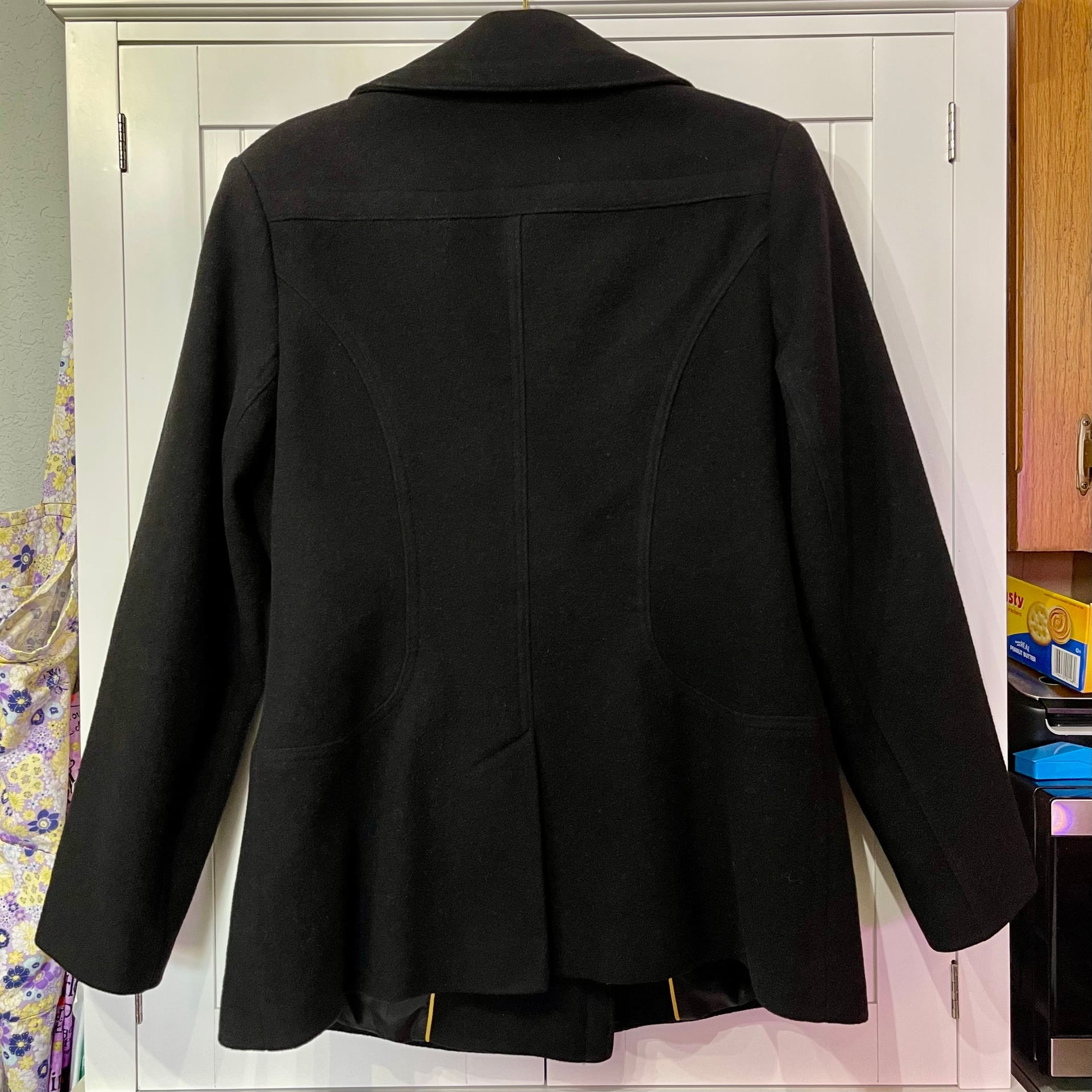 Preston & York Women's Classic Black Double Breasted Wool Blend Peacoat 3