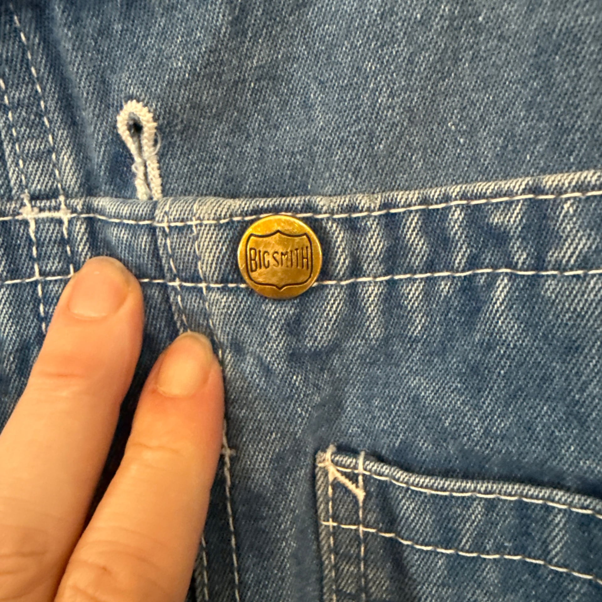 Vintage Big Smith Relaxed Fit Denim Carpenter Bib Overalls 5