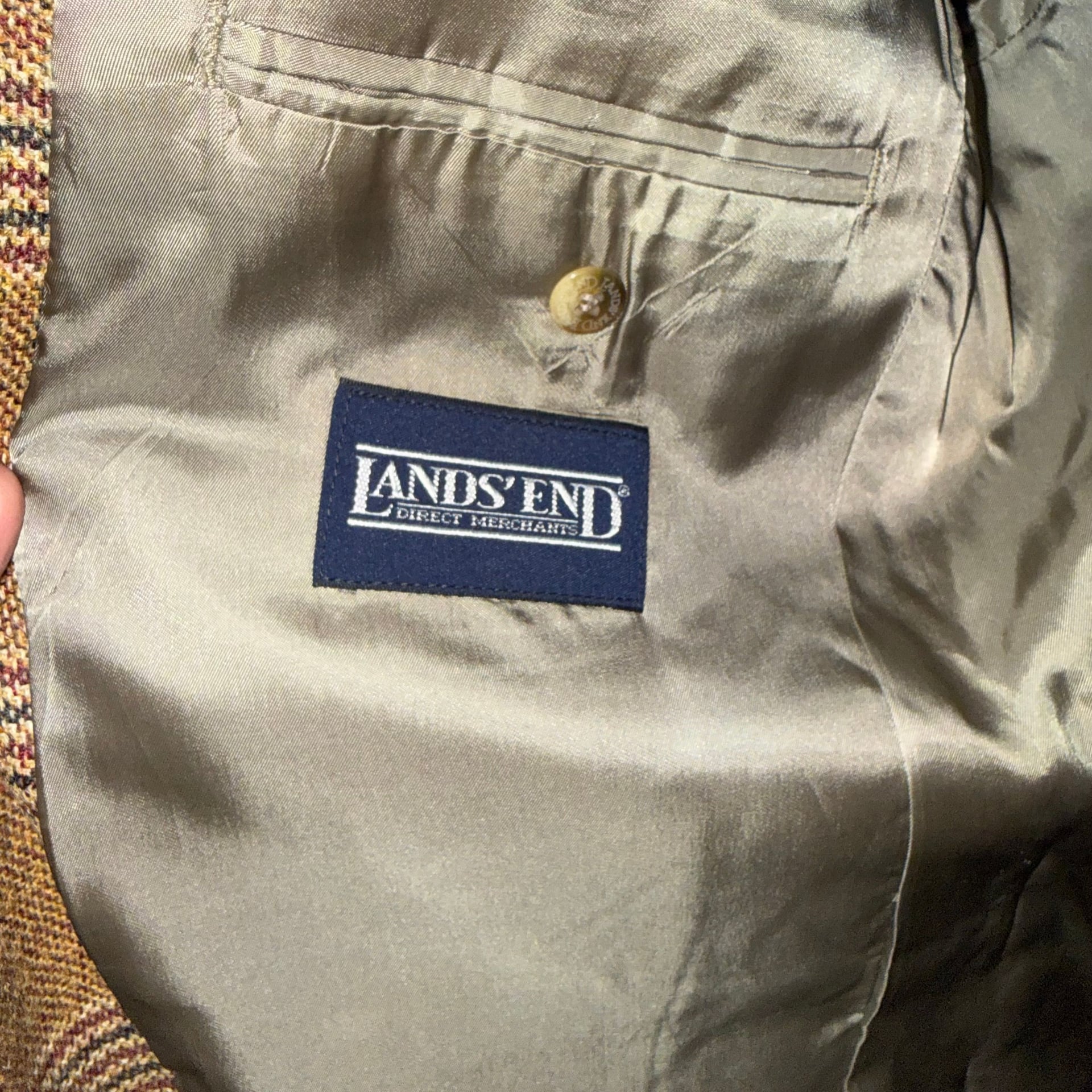 Vintage Lands' End Men's 44L Wool Mohair Plaid Sport Coat Blazer 3