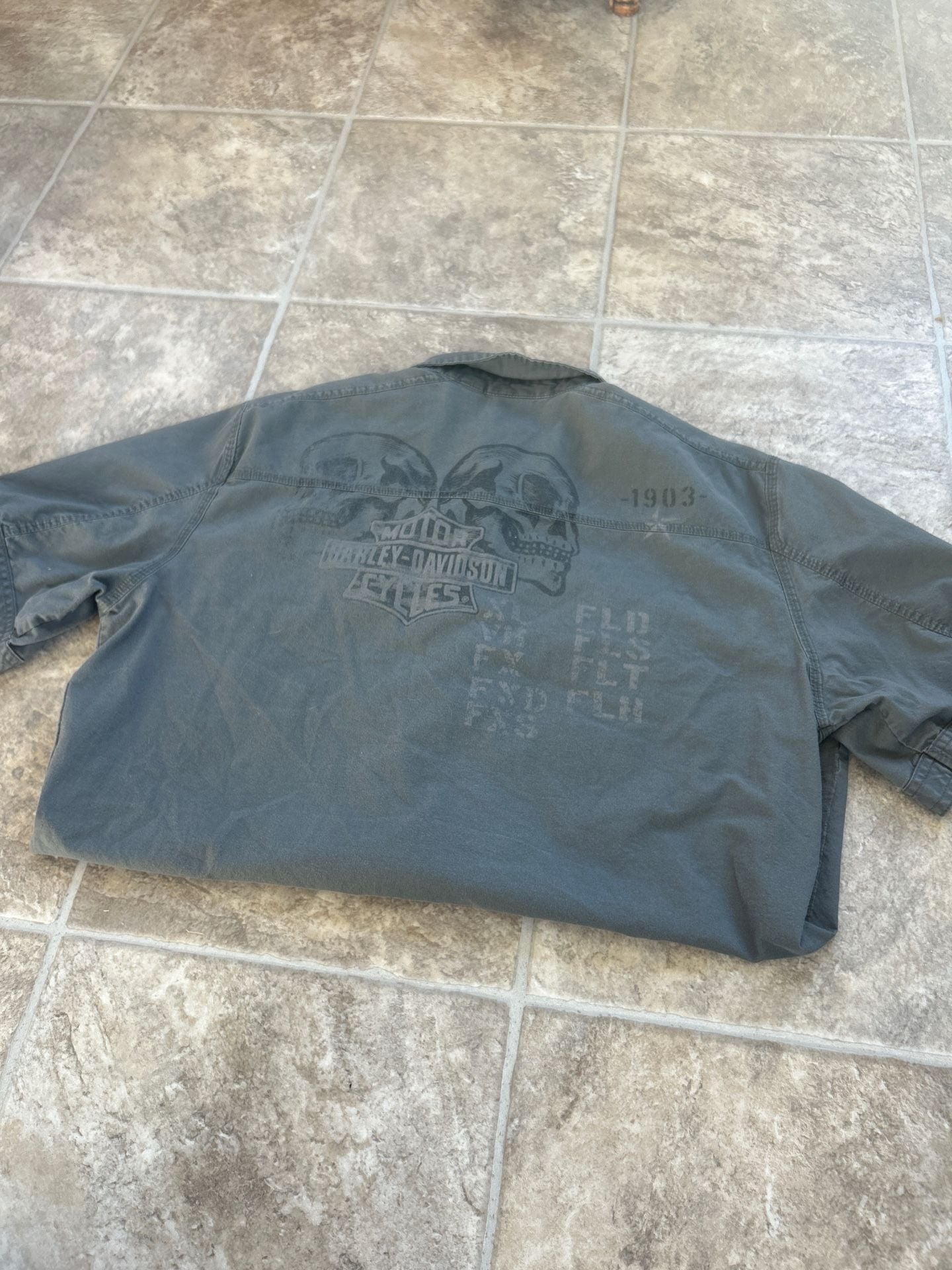 Harley Davidson Shirt Men Medium Black Mechanic Work Wear Casual Button Up 2