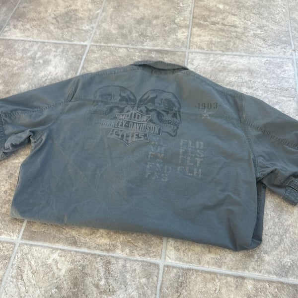 Harley Davidson Shirt Men Medium Black Mechanic Work Wear Casual Button Up