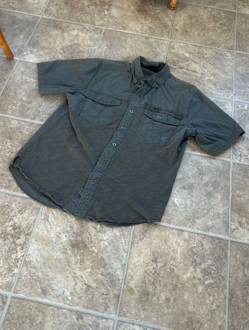 Harley Davidson Shirt Men Medium Black Mechanic Work Wear Casual Button Up 3