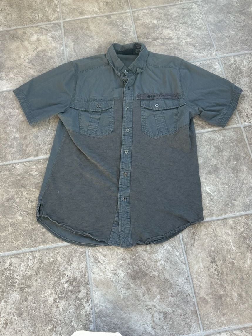 Harley Davidson Shirt Men Medium Black Mechanic Work Wear Casual Button Up 8