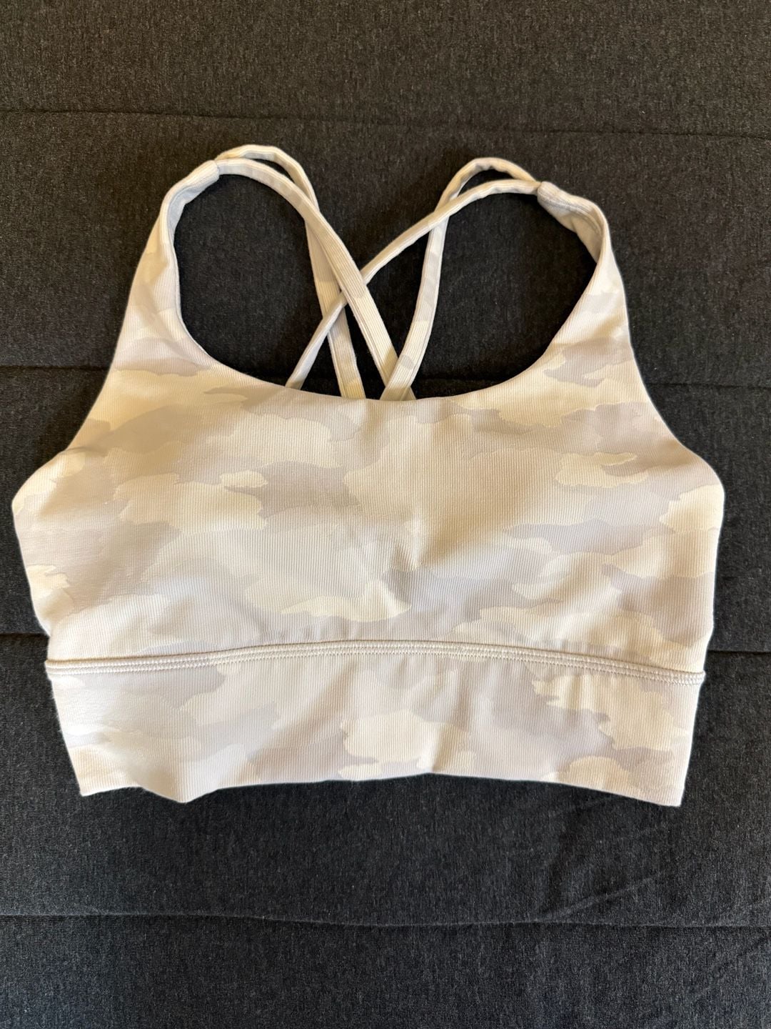 Lululemon Energy Bra Long Line Ribbed Incognito Camo Alpine White Size 6 2