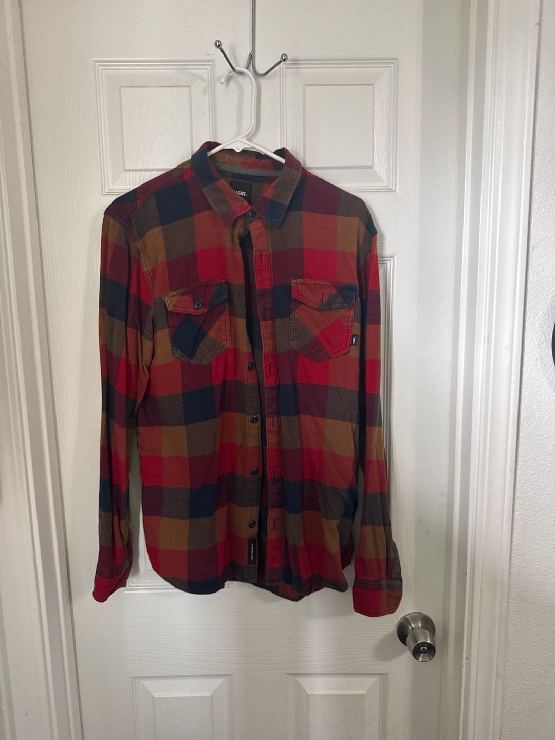 Vans Off The Wall Box Flannel Plaid Long Sleeve Button Down Shirt - Chili Pepper/Sepia 2