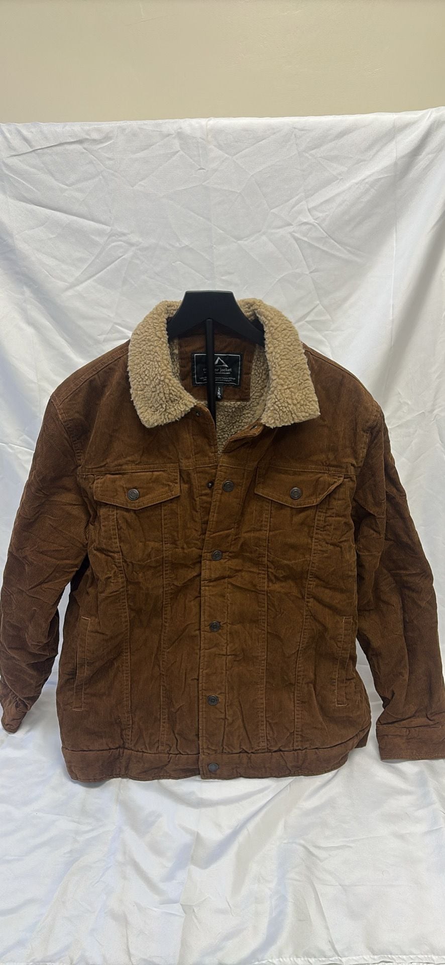 Outdoor Jacket Men's Sherpa Lined Corduroy Trucker Jacket in Brown 1