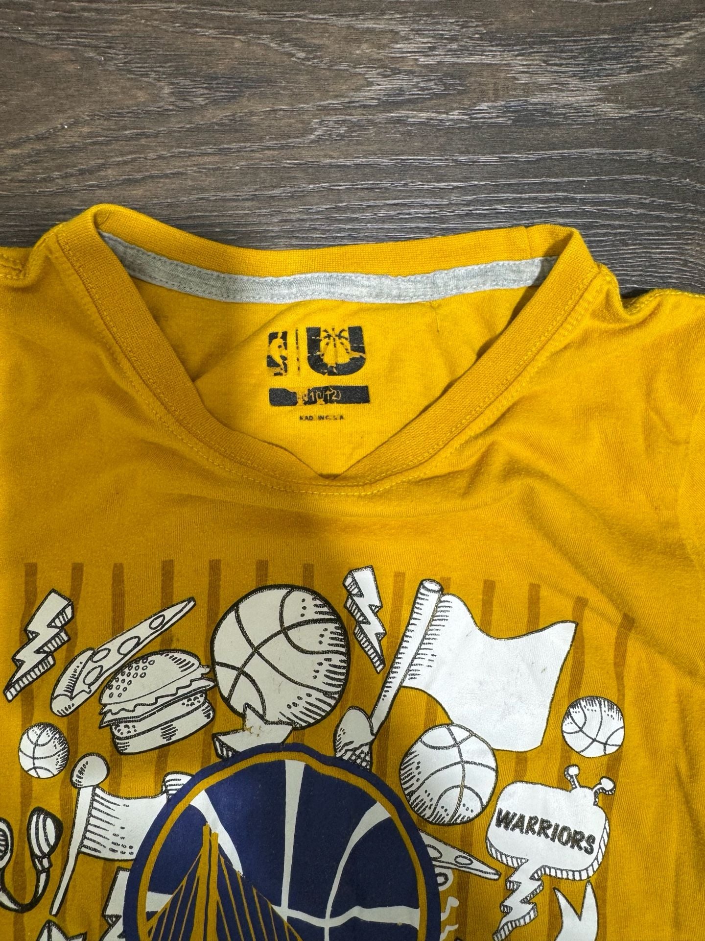 Youth L Golden State Warriors Youth Yellow Doodle Graphic Basketball T-Shirt 2