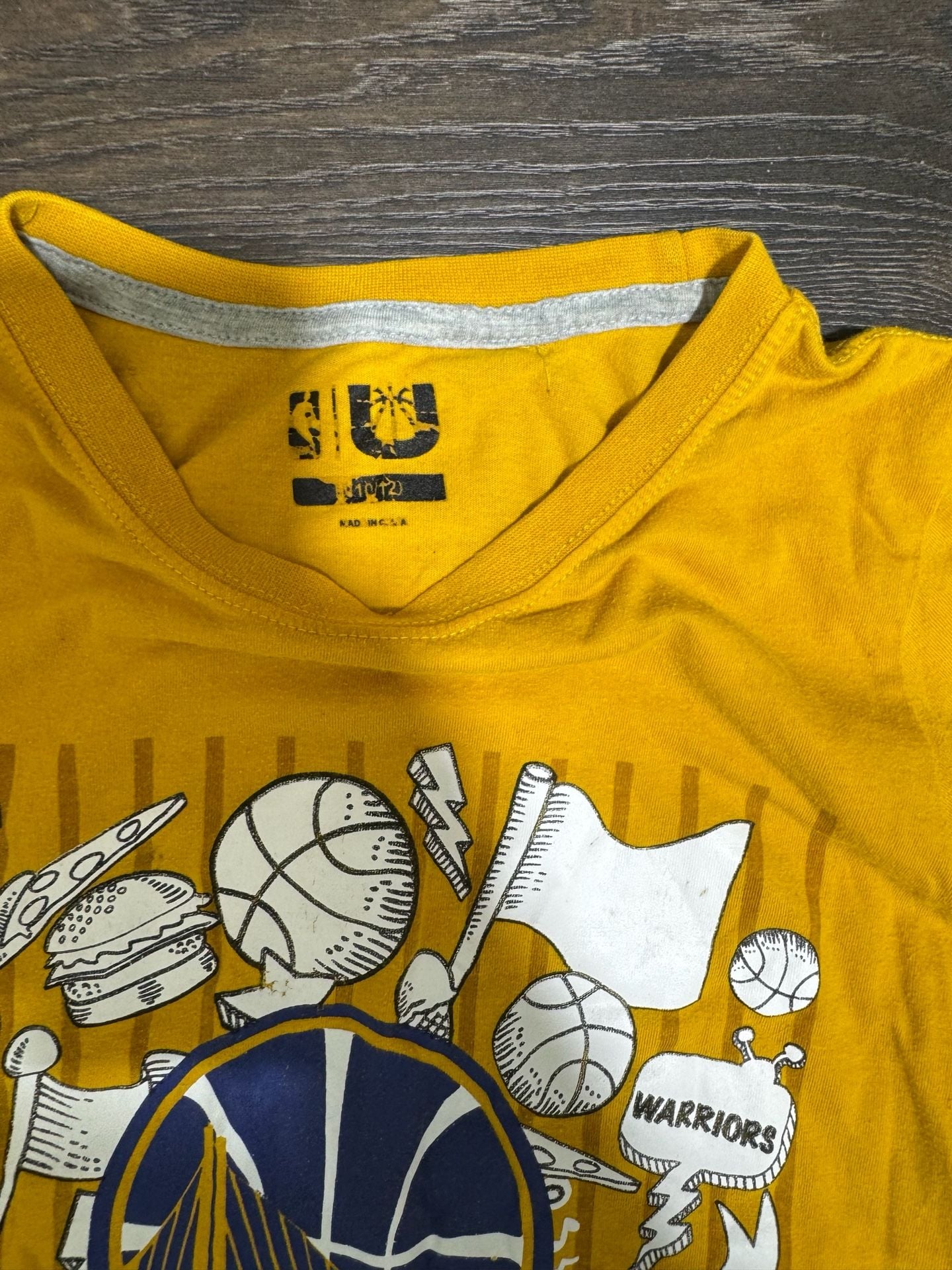 Youth L Golden State Warriors Youth Yellow Doodle Graphic Basketball T-Shirt 3