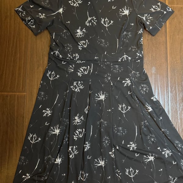 RJR John Rocha Black and White Floral Dandelion Print Fit & Flare Dress