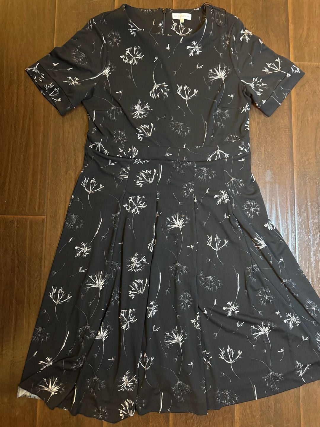 RJR John Rocha Black and White Floral Dandelion Print Fit & Flare Dress 10
