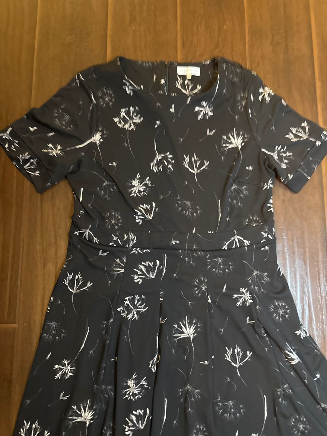 RJR John Rocha Black and White Floral Dandelion Print Fit & Flare Dress 12