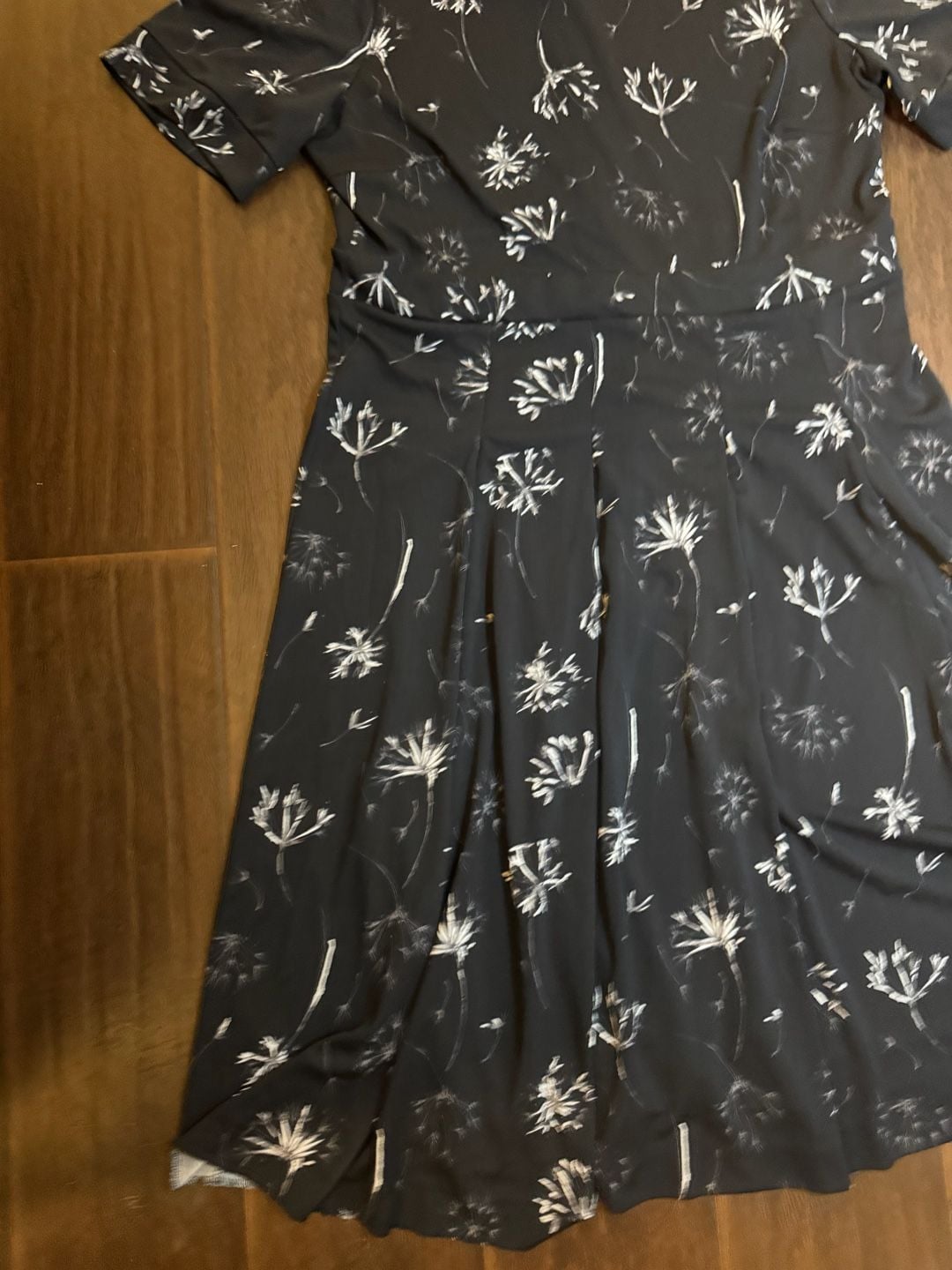 RJR John Rocha Black and White Floral Dandelion Print Fit & Flare Dress 16