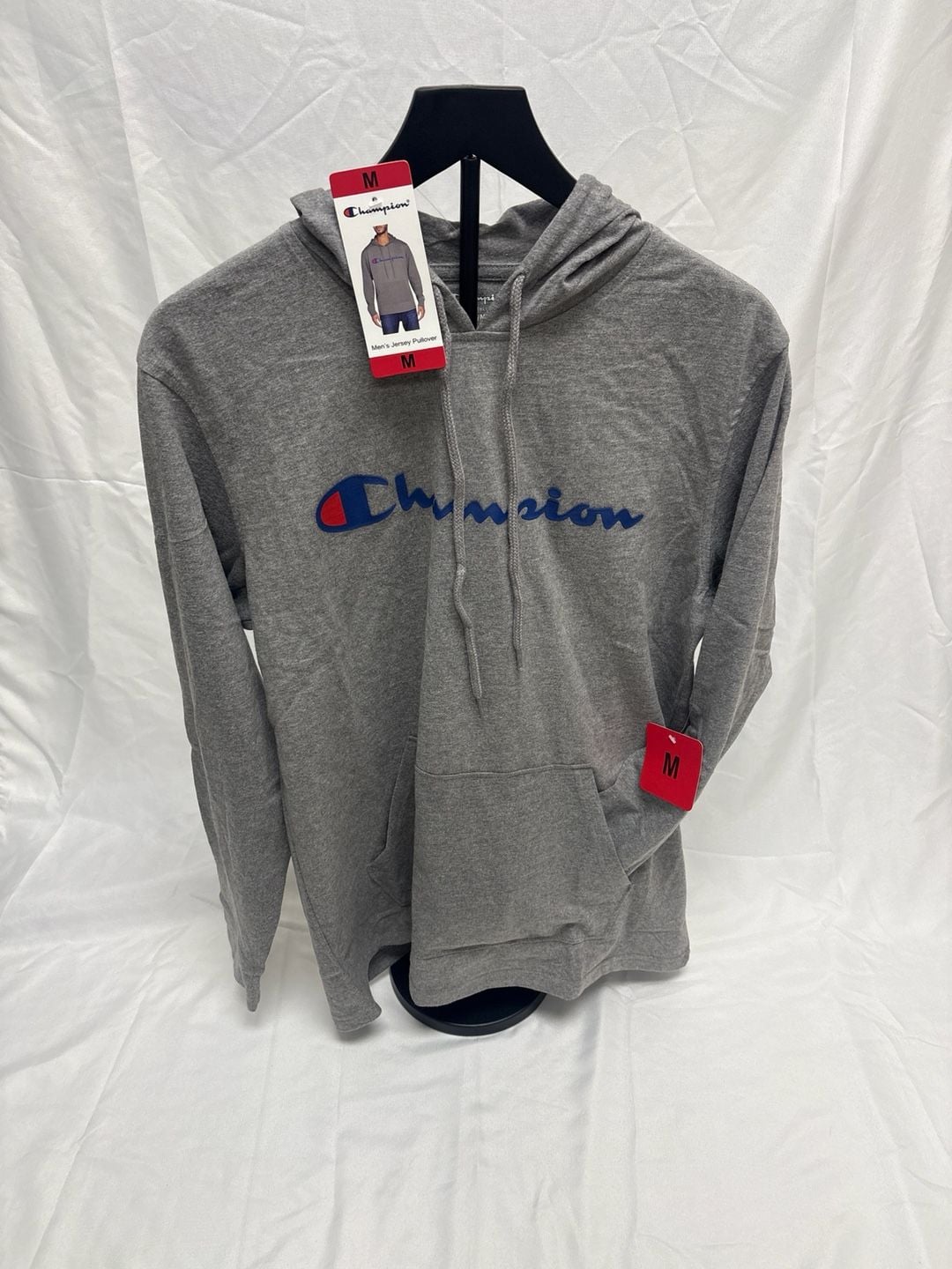 Champion Men's Jersey Pullover Hoodie Oxford Heather Grey Size Medium 2
