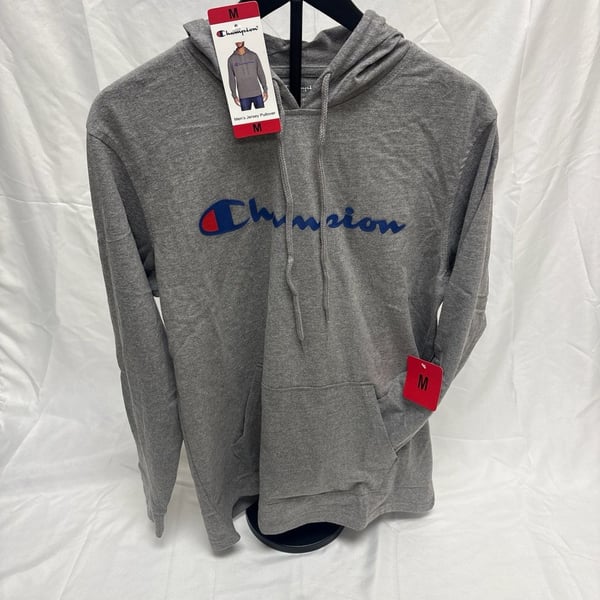 Champion Men's Jersey Pullover Hoodie Oxford Heather Grey Size Medium