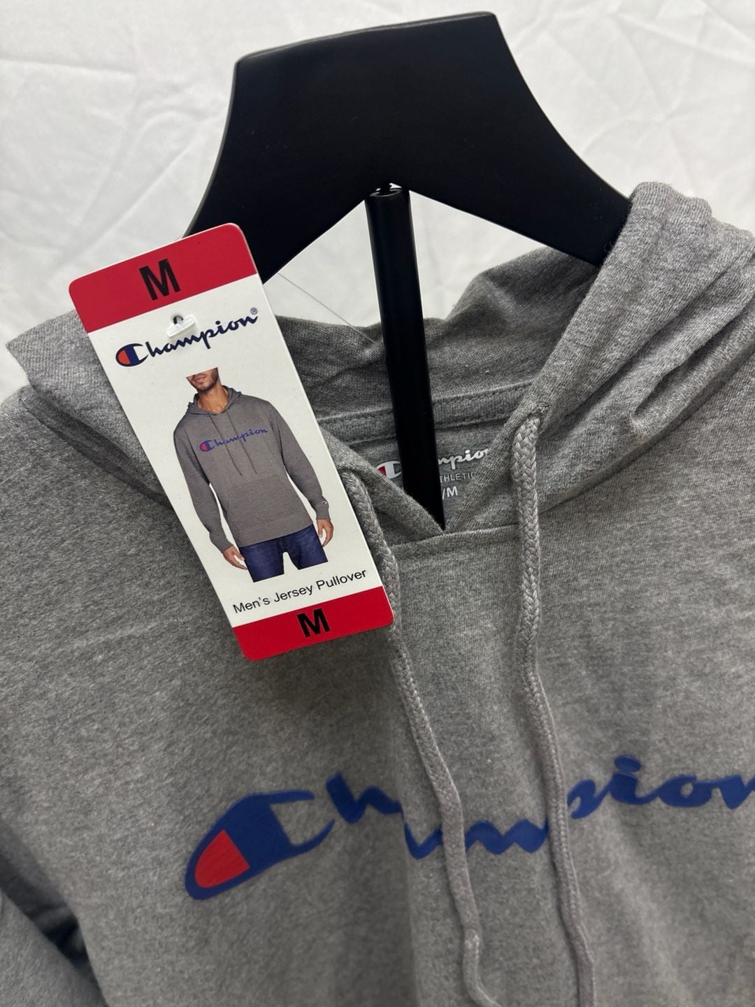 Champion Men's Jersey Pullover Hoodie Oxford Heather Grey Size Medium 3