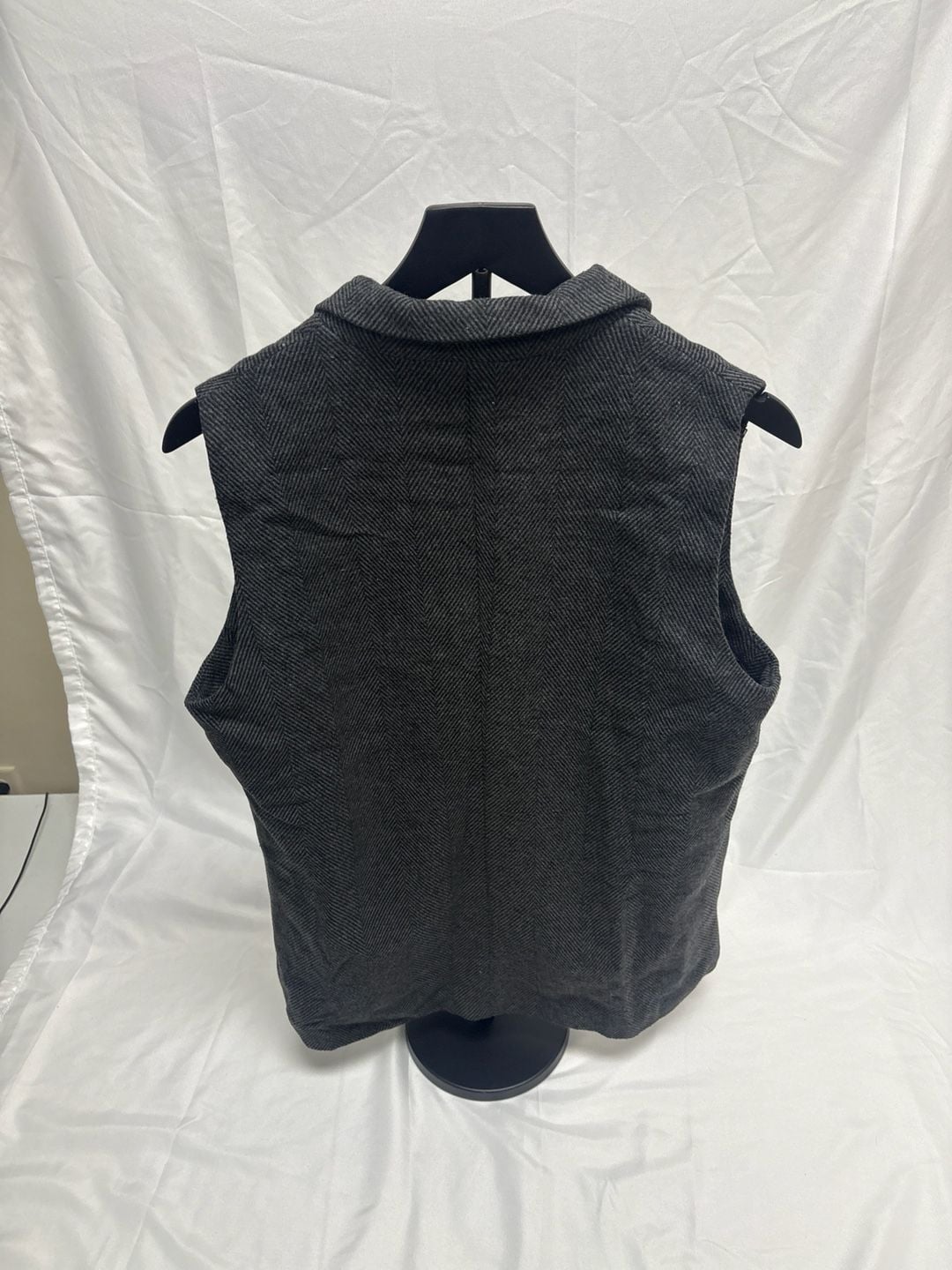 Zara Grey Herringbone Sleeveless Blazer Vest with Gold Buttons 4