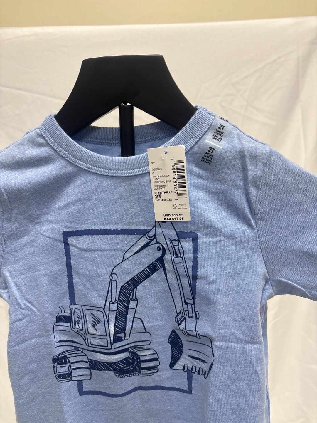 The Children's Place Toddler Boys Spring Blue Short Sleeve Excavator Graphic Tee 2