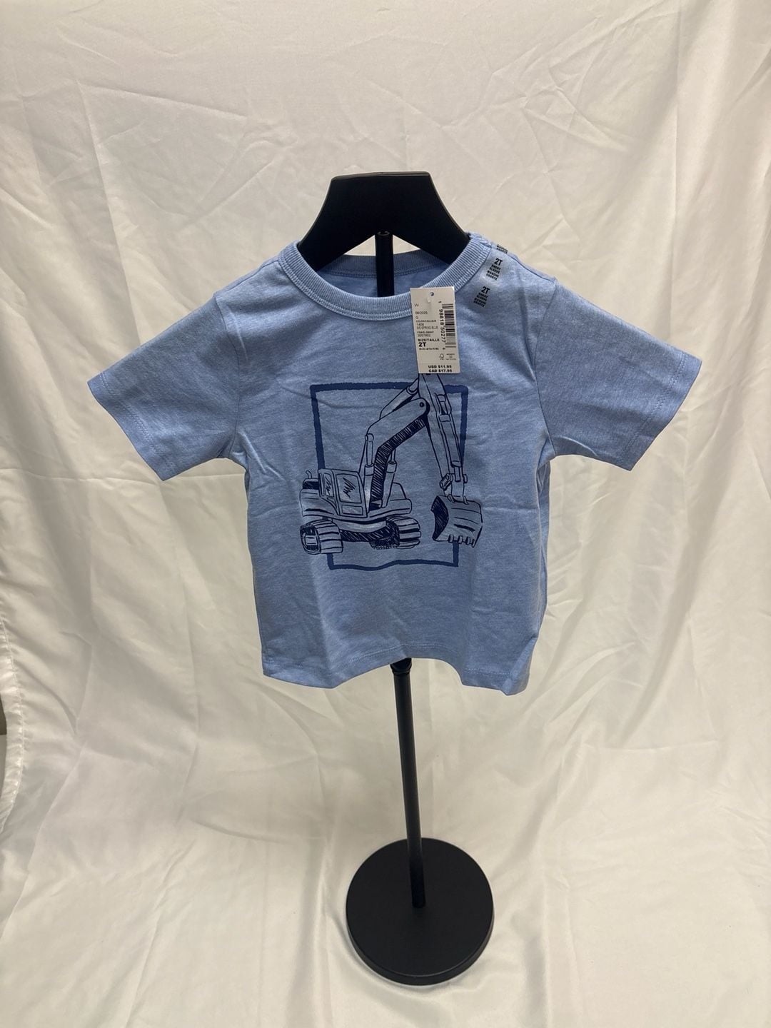 The Children's Place Toddler Boys Spring Blue Short Sleeve Excavator Graphic Tee 1