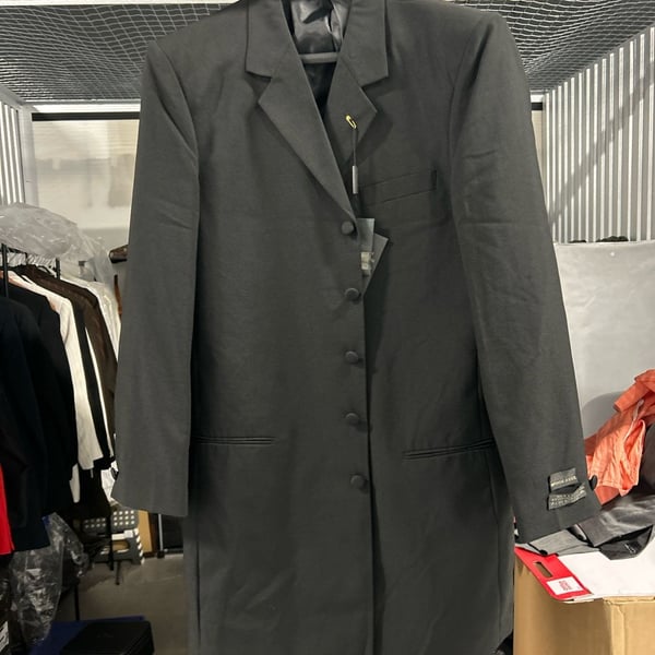 Alberto Celini Hand Tailored Wool Feel 5-Button Long Suit Jacket Blazer 42L