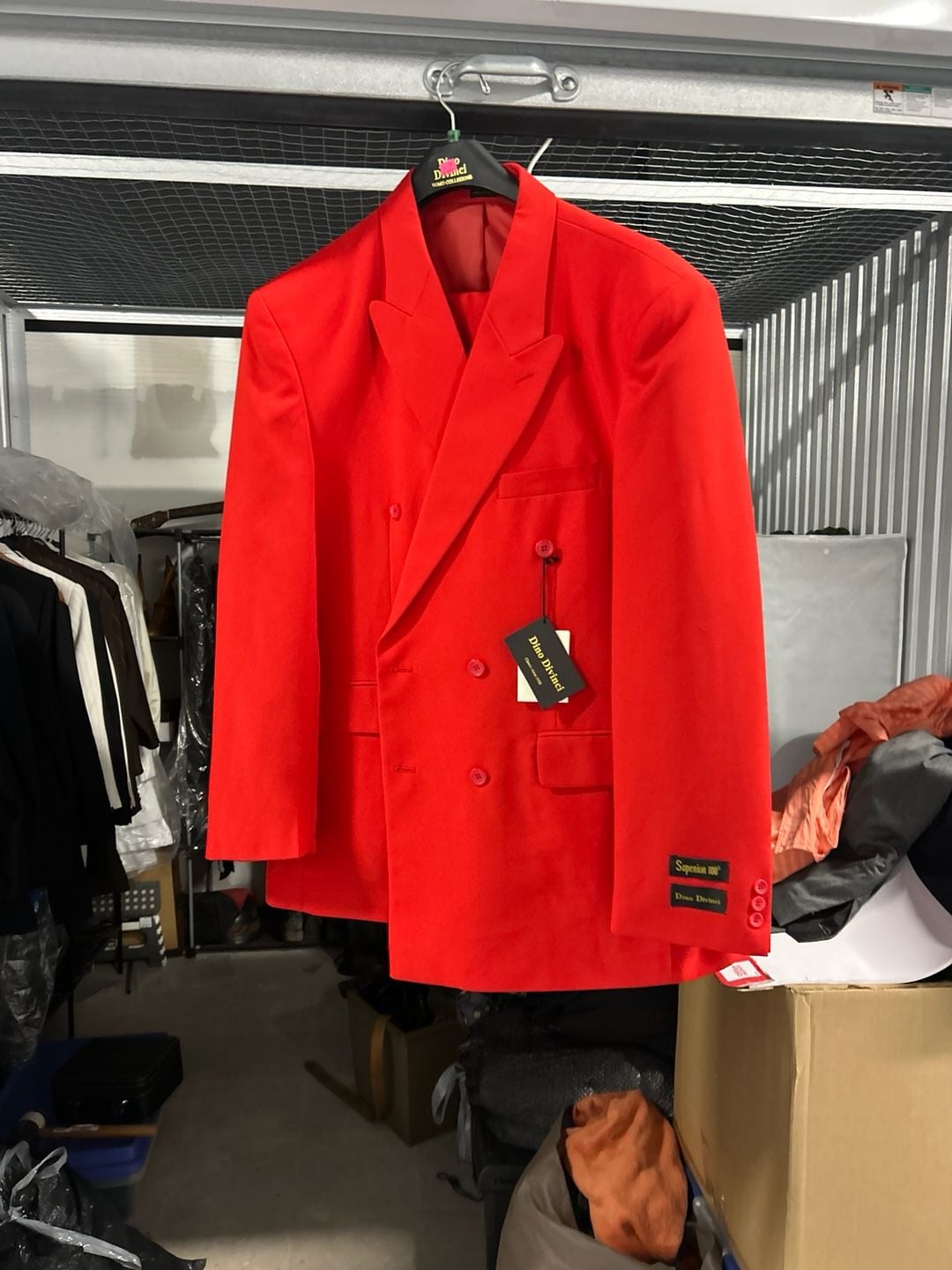 Dino Divinci Red Double Breasted Superior 100s Men's Two-Piece Suit 1