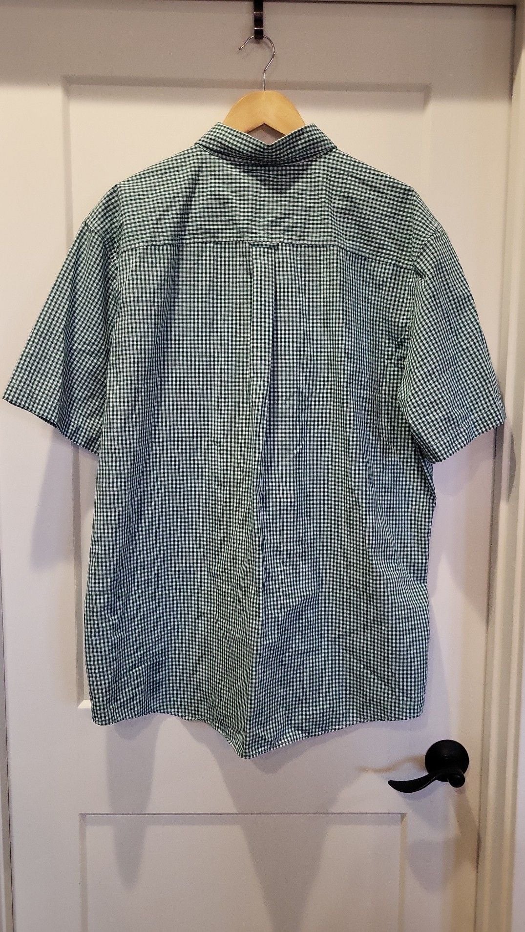Chaps Men's Green and White Gingham Plaid Short Sleeve Button Down Shirt XXL, #1011 3