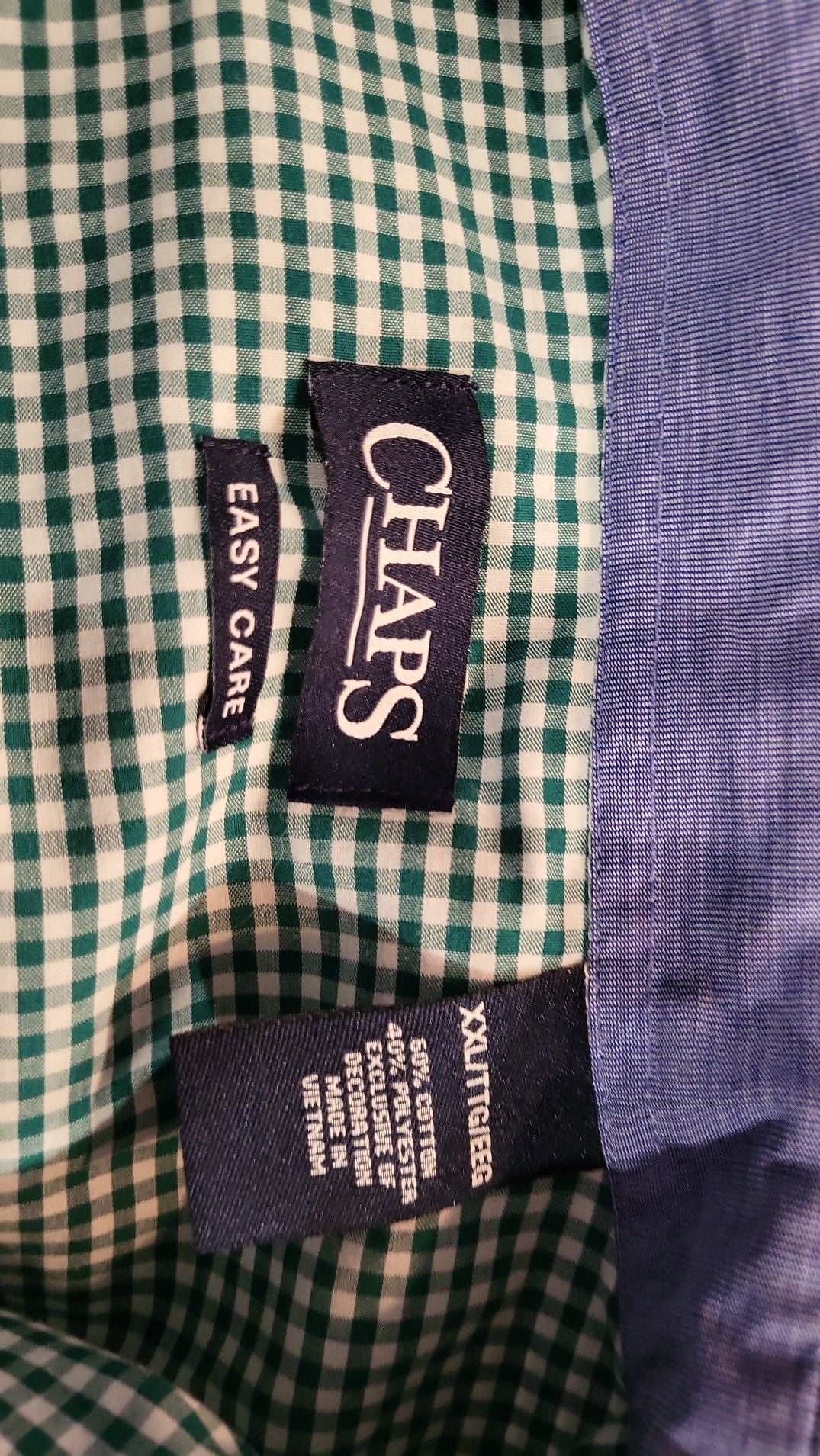 Chaps Men's Green and White Gingham Plaid Short Sleeve Button Down Shirt XXL, #1011 4
