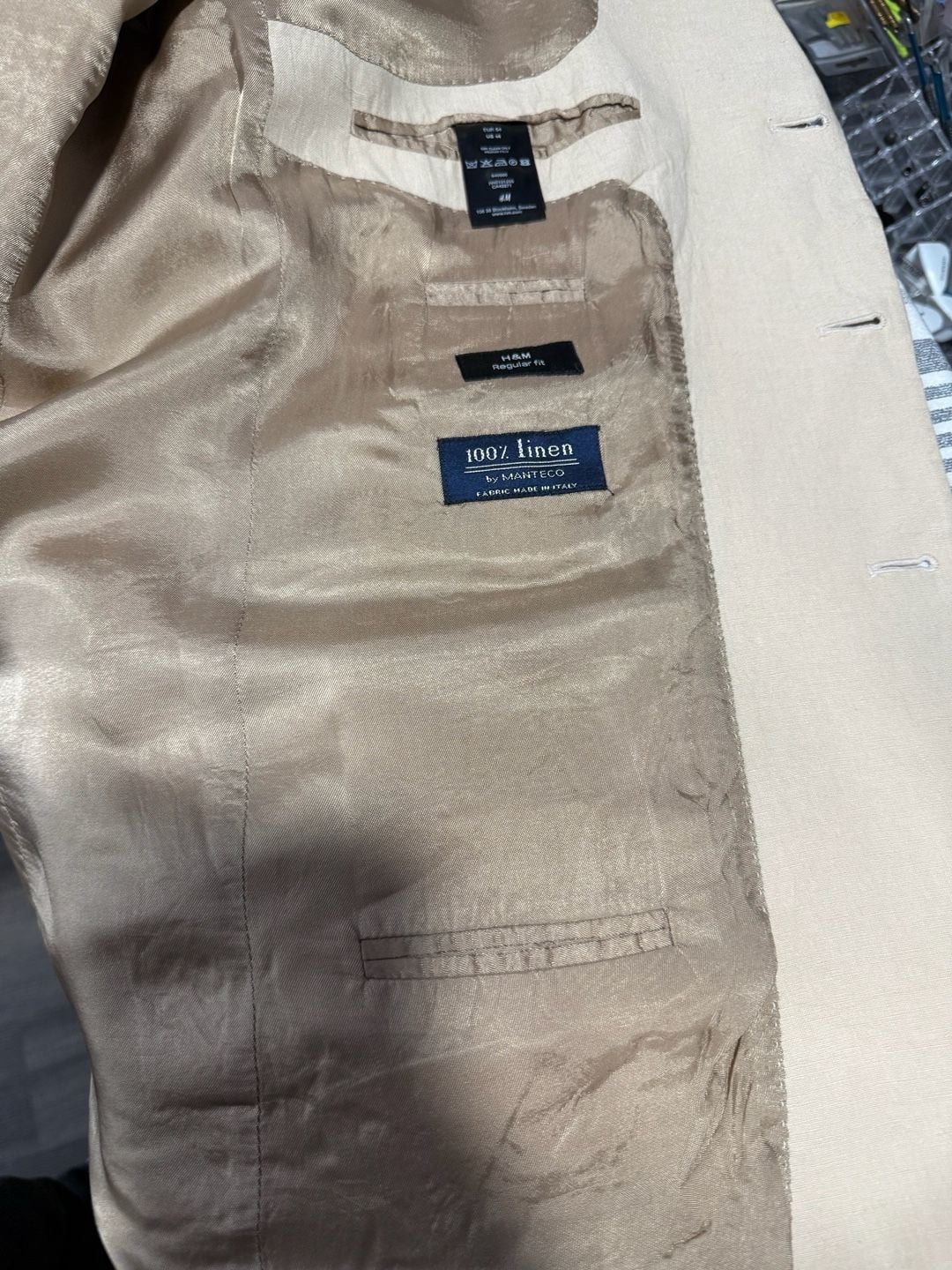 H&M Regular Fit 100% Linen Blazer by Manteco Fabric Made in Italy 4