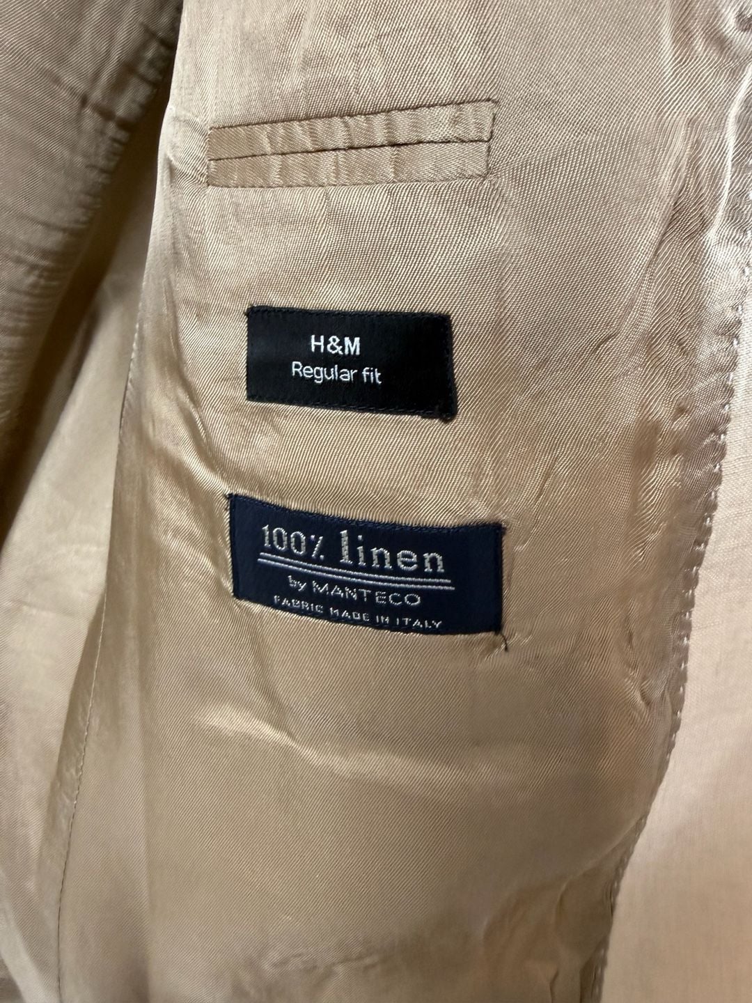 H&M Regular Fit 100% Linen Blazer by Manteco Fabric Made in Italy 5
