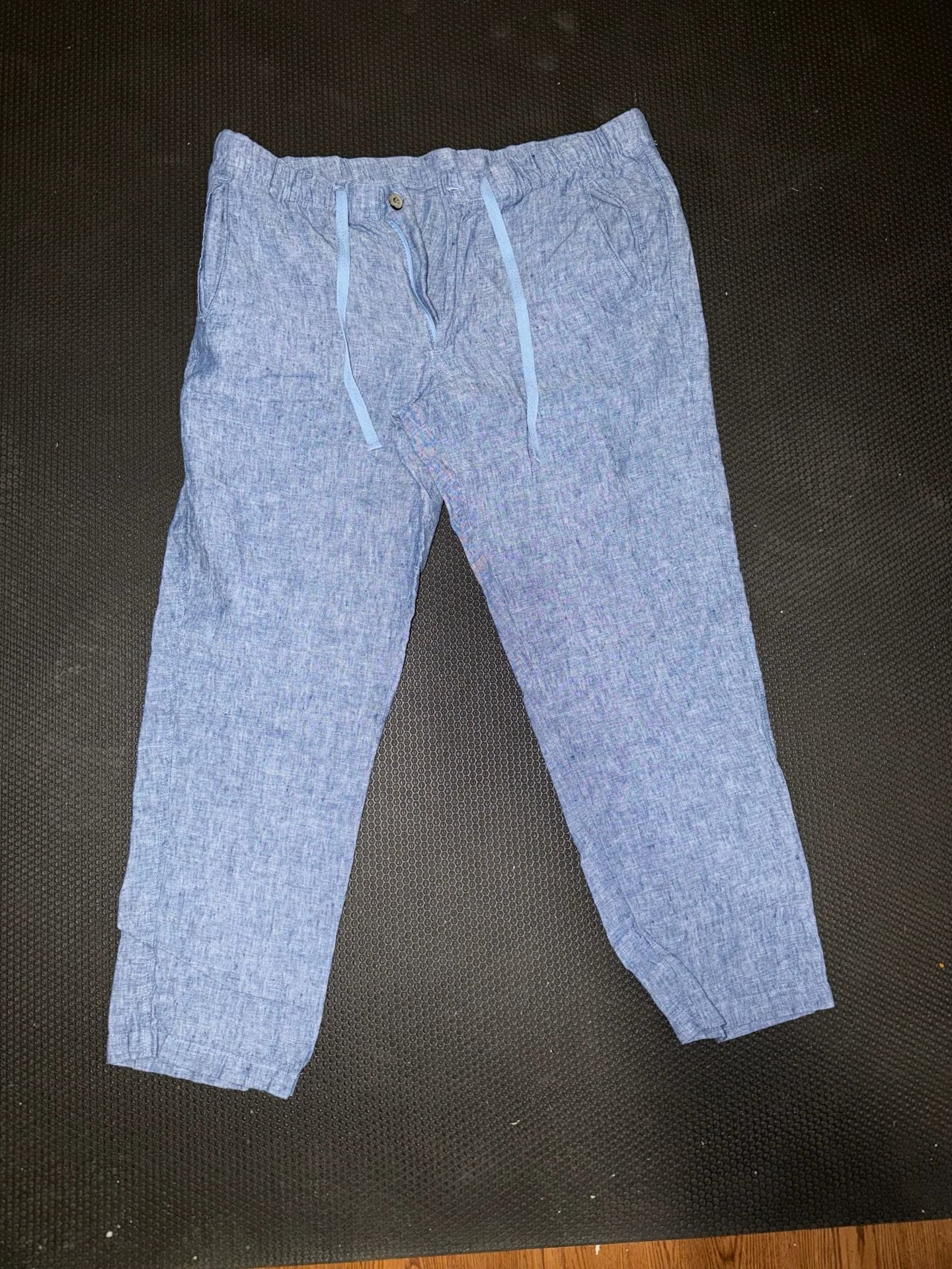 J Crew Lightweight Elastic Waist Cotton Chambray Crop Pants. Linen Look. LP, EUC 2