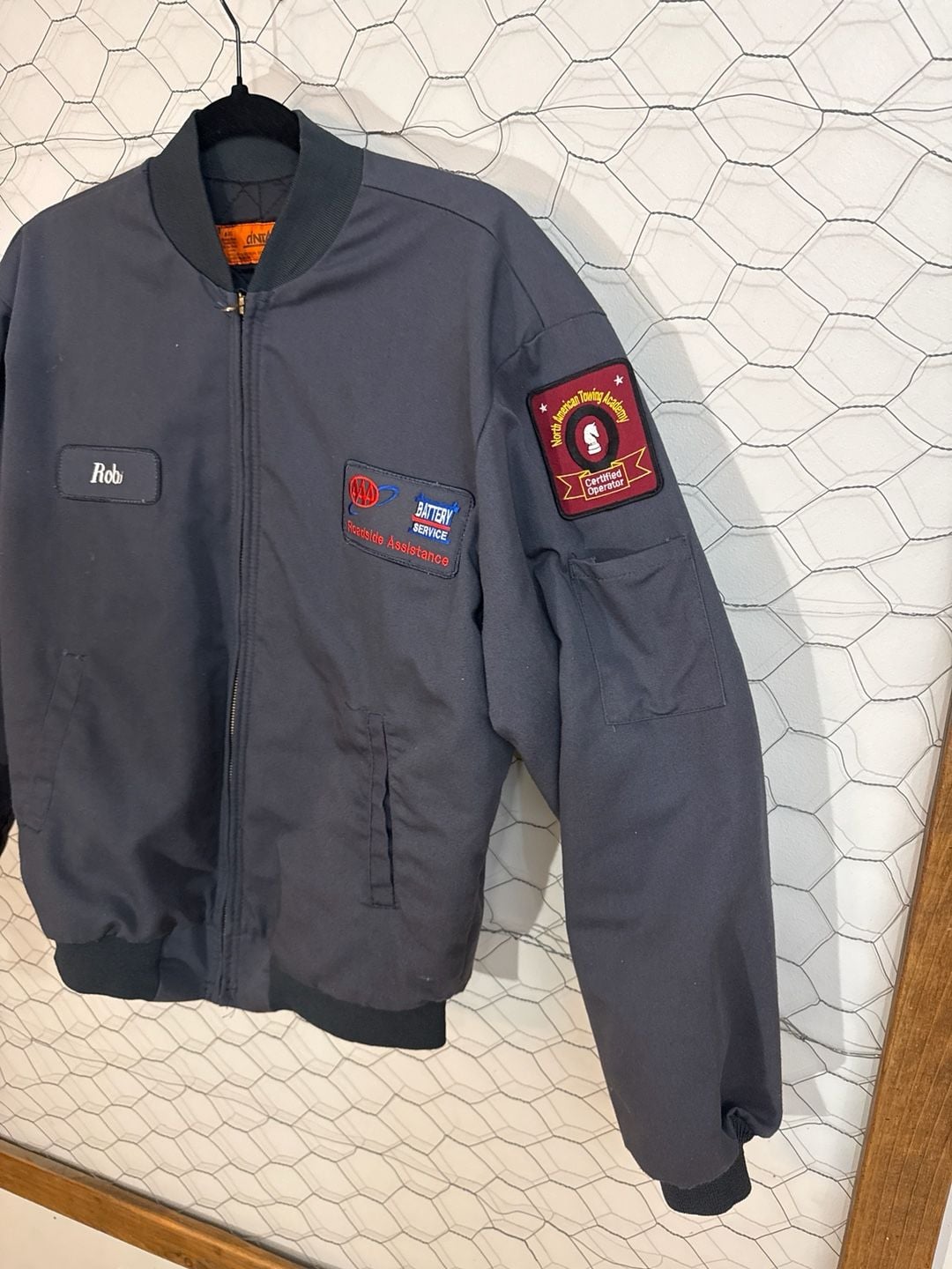 Vintage Cintas AAA Roadside Assistance Battery Service Bomber Work Jacket 9