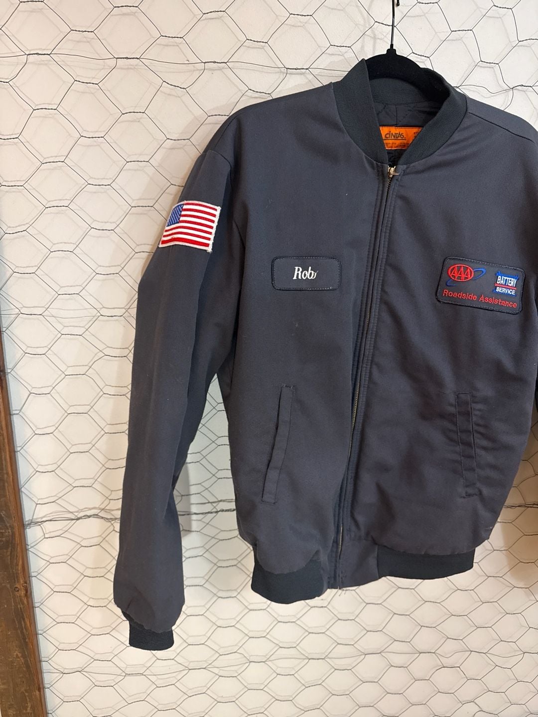 Vintage Cintas AAA Roadside Assistance Battery Service Bomber Work Jacket 10