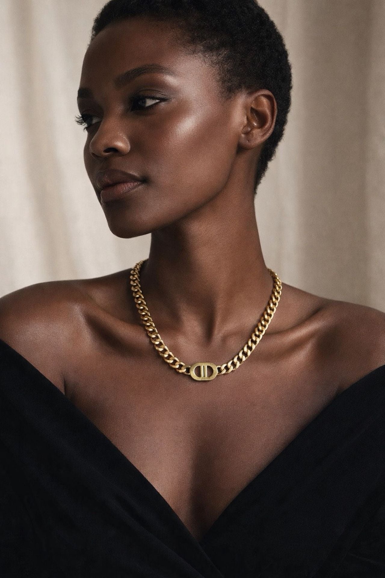 Luxx Urban Double D Monogram Cuban Chain Necklace Gold 2