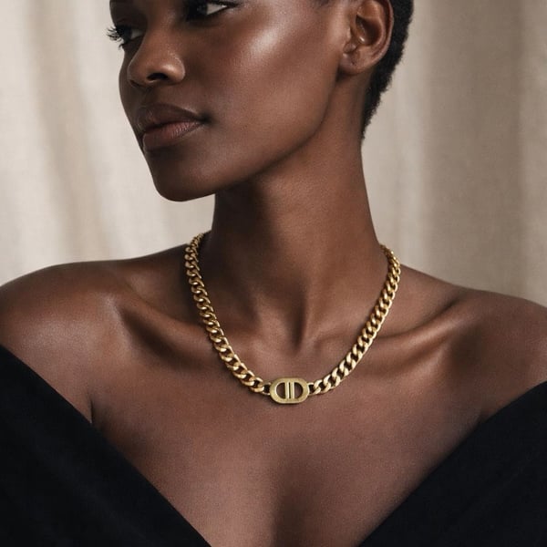 Luxx Urban Double D Monogram Cuban Chain Necklace Gold