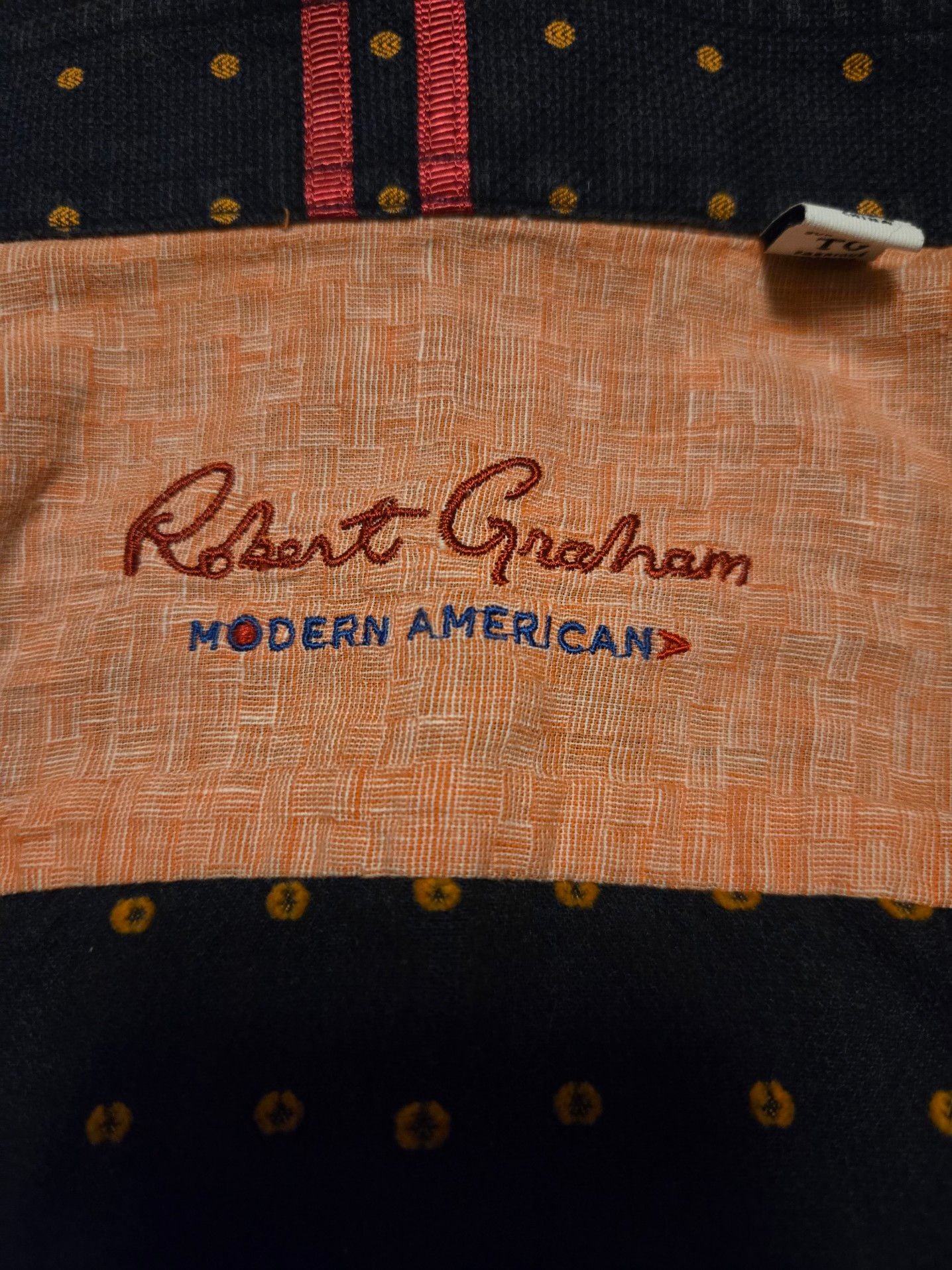 Robert Graham Modern American XL Short Sleeve Button-Down Navy Polka Dot Shirt
2